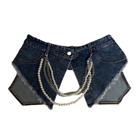 Denim Wrap with pearl chain - Picture 2 of 6